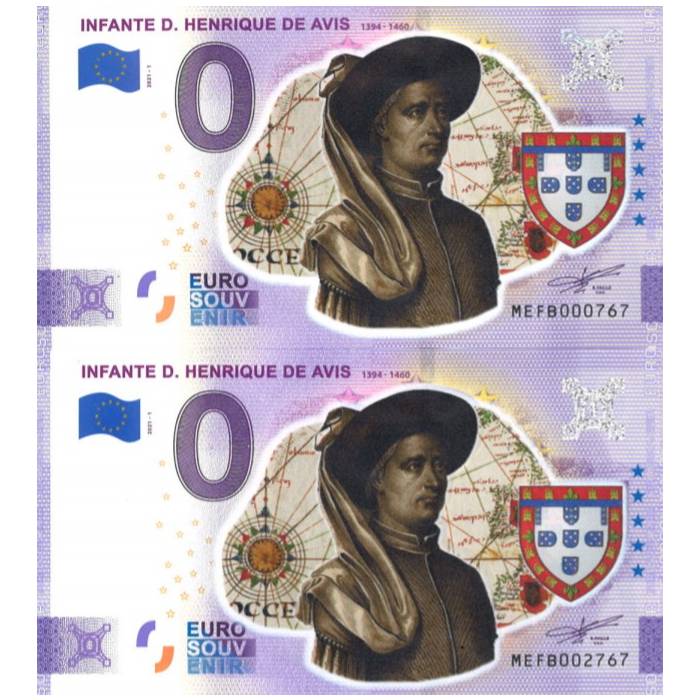 Infante D. Henrique de Avis: 1394-1460 MEFB 2021-1 (sobreimpressão a cores (conjunto 2 notas: normal e anniversary))
Ref: 98-2