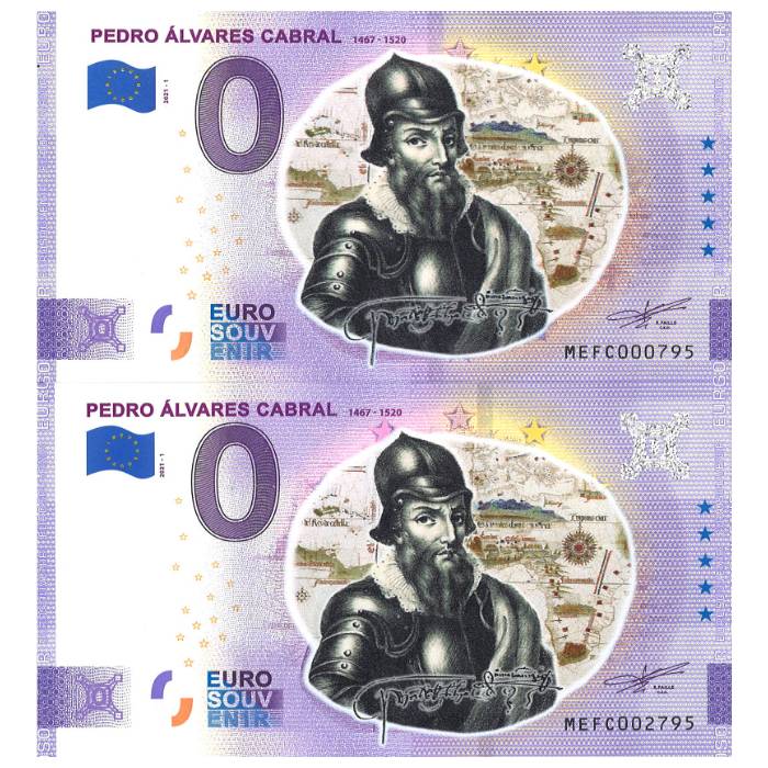 Pedro Álvares Cabral: 1467-1520 MEFC 2021-1 (sobreimpressão a cores (conjunto 2 notas: normal e anniversary))
Ref: 92-3