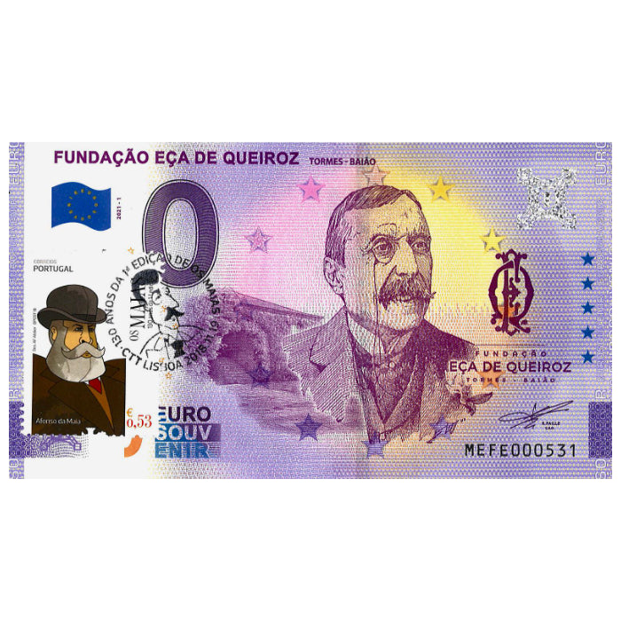 Fundação Eça de Queiroz: Tormes - Baião MEFE 2021-1 (selo CTT Os Maias 'Afonso da Maia' e carimbo 19-11-2018)
Ref: 95-9