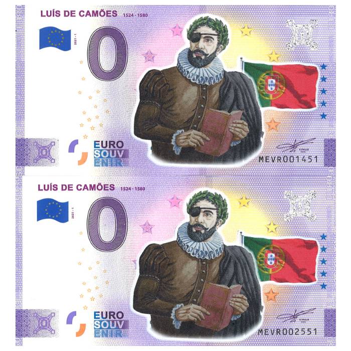 Luís de Camões: 1524-1580 MEVR 2021-1 (sobreimpressão a cores (conjunto 2 notas: normal e anniversary))
Ref: 97-7