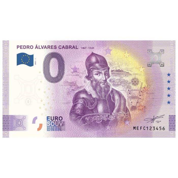 Pedro Álvares Cabral: 1467-1520 MEFC 2021-1 (sobreimpressão a cores (conjunto 2 notas: normal e anniversary))
Ref: 92-3